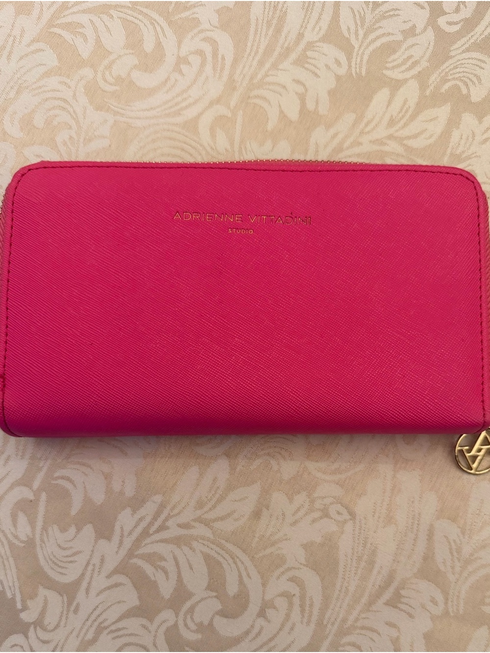 Adrienne Vittadini Double Compartment Zip-Around Wristlet Wallet - Hot Pink